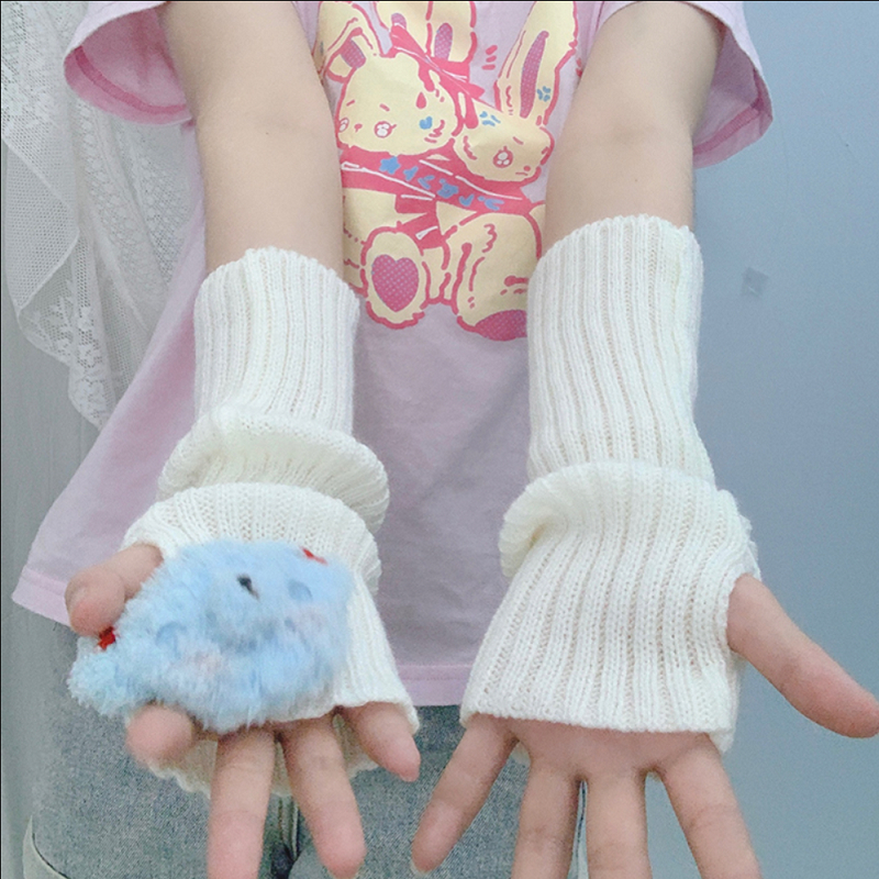Găng Tay Dệt Kim Hở Ngón Phong Cách Anime Lolita Đáng Yêu Cho Nữ Y2k