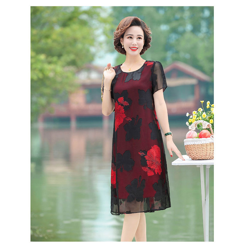 Đầm Midi Tay Ngắn Dáng Dài In Họa Tiết Thời Trang Mùa Hè Xinh Xắn Cho Nữ