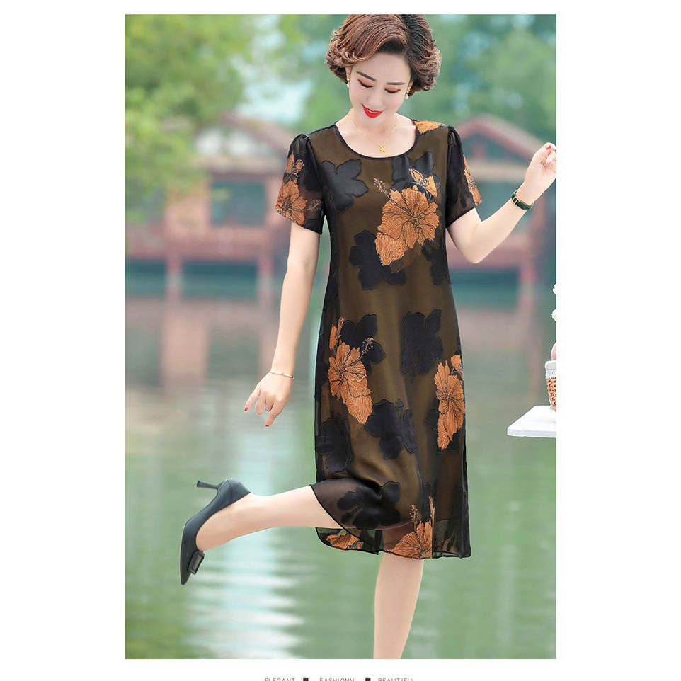 Đầm Midi Tay Ngắn Dáng Dài In Họa Tiết Thời Trang Mùa Hè Xinh Xắn Cho Nữ