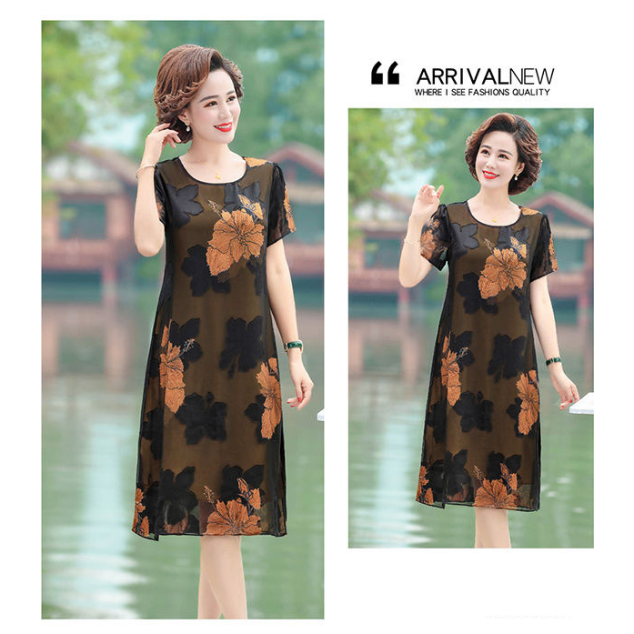 Đầm Midi Tay Ngắn Dáng Dài In Họa Tiết Thời Trang Mùa Hè Xinh Xắn Cho Nữ