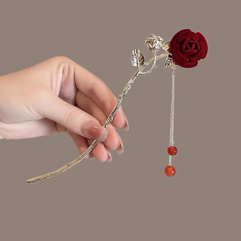 Kẹp Tóc Phối Tua Rua Hình Thỏ Phát Sáng Phong Cách Hoàng Cung Phương Tây Cổ Điển Dành Cho Nữ