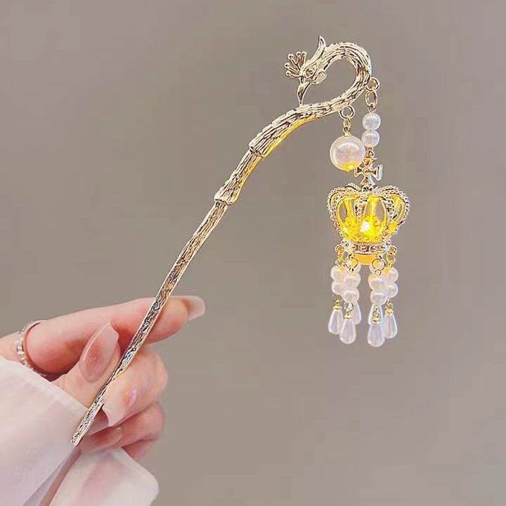 Kẹp Tóc Phối Tua Rua Hình Thỏ Phát Sáng Phong Cách Hoàng Cung Phương Tây Cổ Điển Dành Cho Nữ