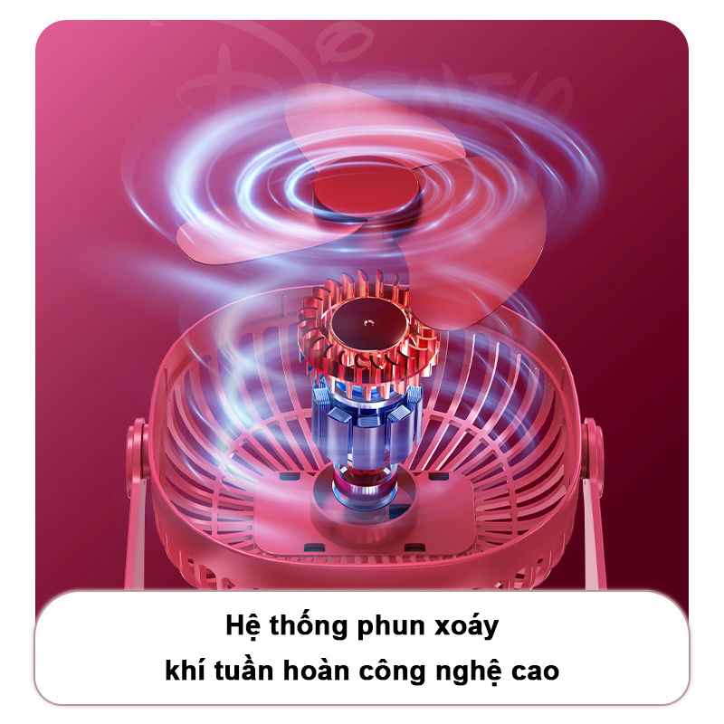 Quạt Sạc USB Để Bàn Họa Tiết Disney Xinh Xắn Tắt tiếng sử dụng lâu dài Thích hợp cho gia đình/văn phòng/ký túc xá
