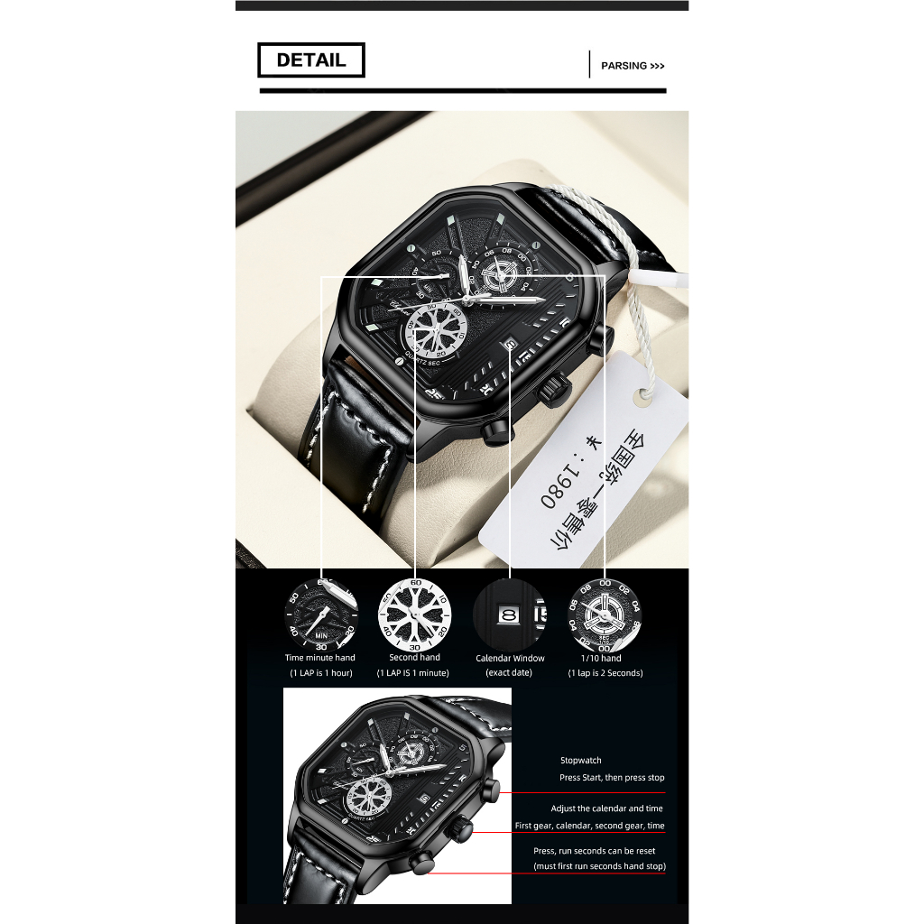 Đồng Hồ Nam CHENXI Chống Nước Với Dây Đeo Da Cao Cấp