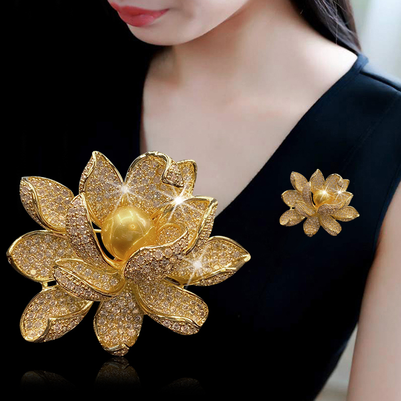 Ghim Cài Áo Hình Hoa Sen Thanh Lịch Thời Trang Phong Cách Hàn Quốc Cho Nữ