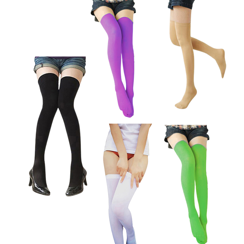 Tất dài ngang đầu gối màu trơn thời trang