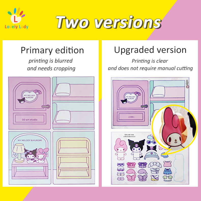 Sách Dán Hình Dán KUROMI My Melody DIY Giáo Dục Theo Phương Pháp Montessori Cho Bé Gái 8-12 Tuổi