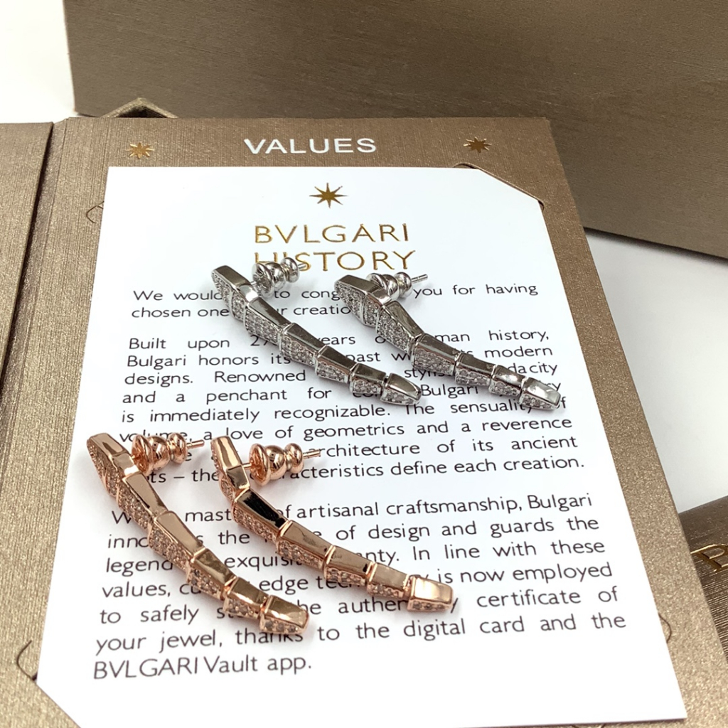 Đôi Bông Tai Mạ Bạc 925 Hình Rắn Đính Đá Thời Trang