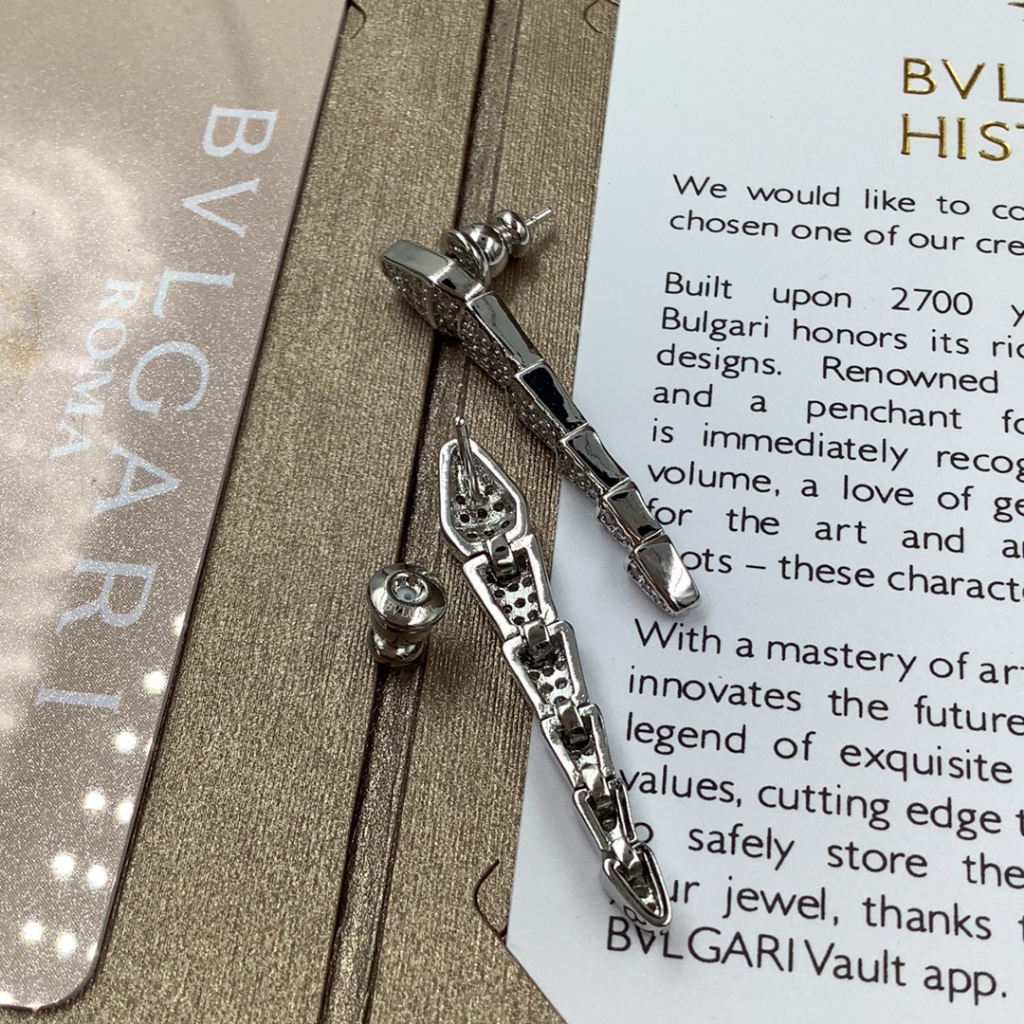 Đôi Bông Tai Mạ Bạc 925 Hình Rắn Đính Đá Thời Trang