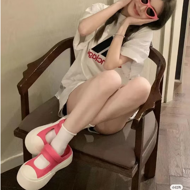 🔥đế cao 5cm🔥 Dép Sục cross Nữ Đế Dày Giày Mary Jane Giày Bánh Mì Thời Trang Mùa Hè 2023 Đi Biển HZFWS0675