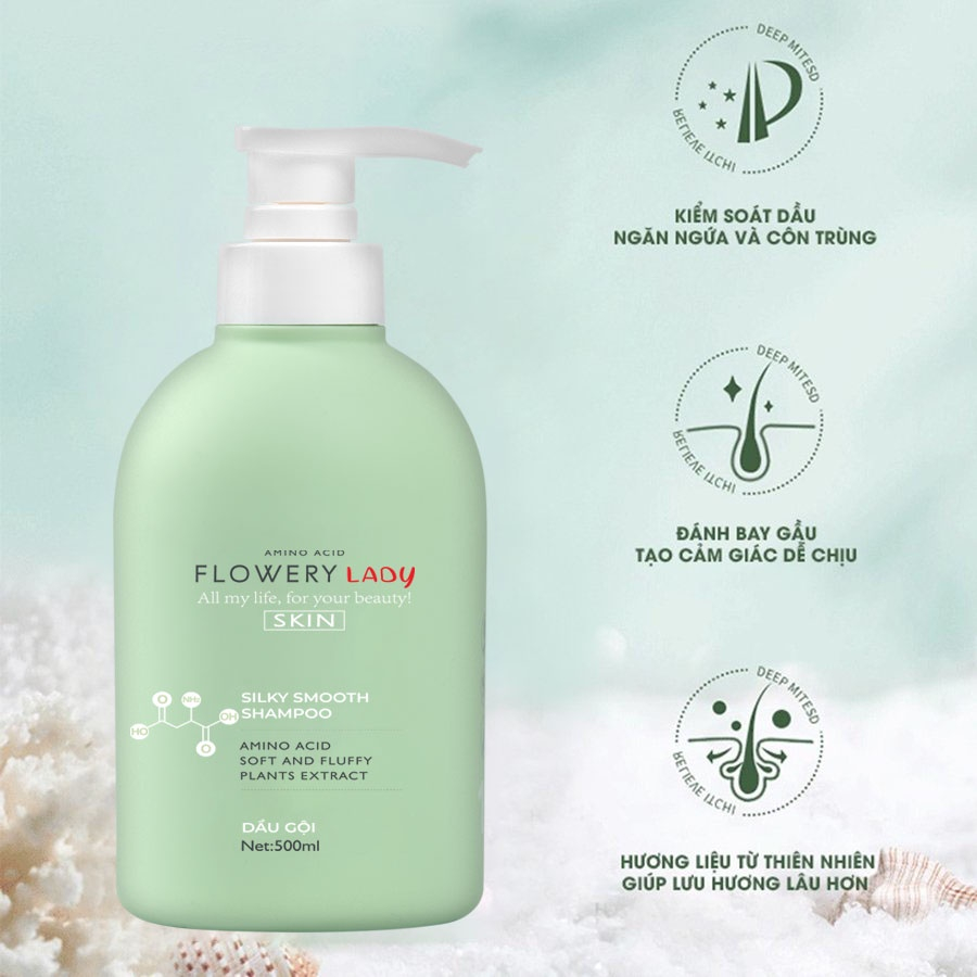 Combo dầu gội, dầu xả nước hoa muối biển Flowery LADY 500ml