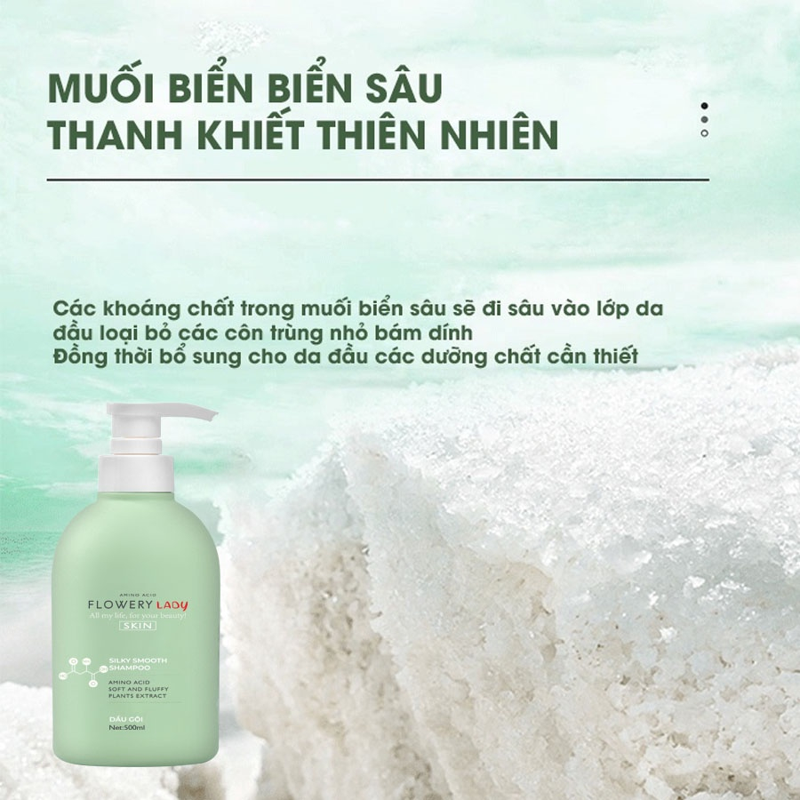 Combo dầu gội, dầu xả nước hoa muối biển Flowery LADY 500ml