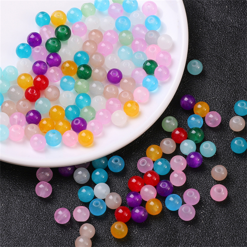 Chuỗi Hạt Tròn Nhiều Màu Sắc 6 / 8mm Dùng Làm Trang Sức DIY