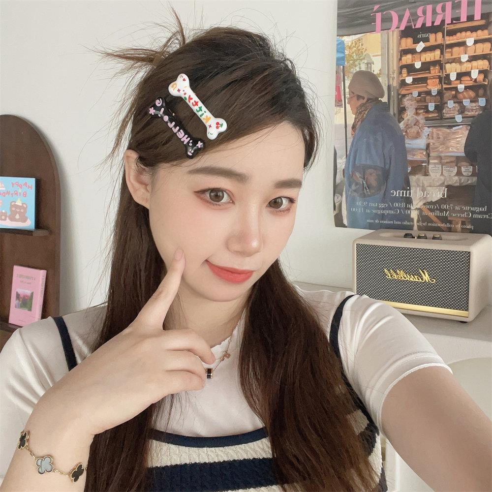 Kẹp Tóc Hình Xương Mèo graffiti Nhiều Màu Sắc ins dopamine Phong Cách Nhật Bản Ngọt Ngào Nữ Tính