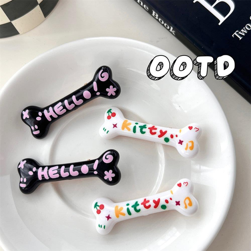 Kẹp Tóc Hình Xương Mèo graffiti Nhiều Màu Sắc ins dopamine Phong Cách Nhật Bản Ngọt Ngào Nữ Tính