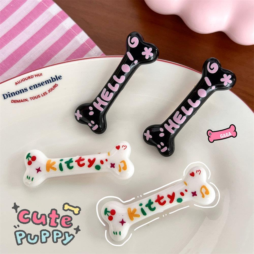 Kẹp Tóc Hình Xương Mèo graffiti Nhiều Màu Sắc ins dopamine Phong Cách Nhật Bản Ngọt Ngào Nữ Tính