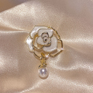 Trâm Cài Áo Hình Hoa Trà Đính Ngọc Trai Bằng Hợp Kim Cao Cấp Thời Trang