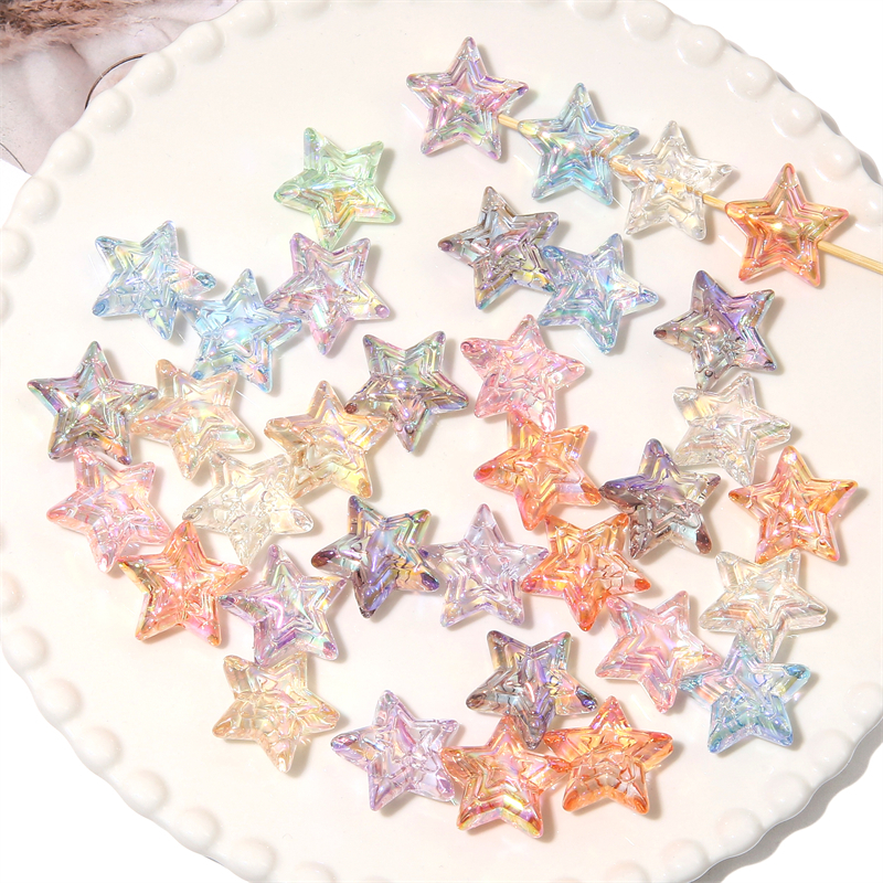 Hạt Xâu Chuỗi Ba Lớp Hình Ngôi Sao Ba Cánh Bằng Acrylic Trong Suốt Làm Trang Sức Thủ Công DIY 24mm