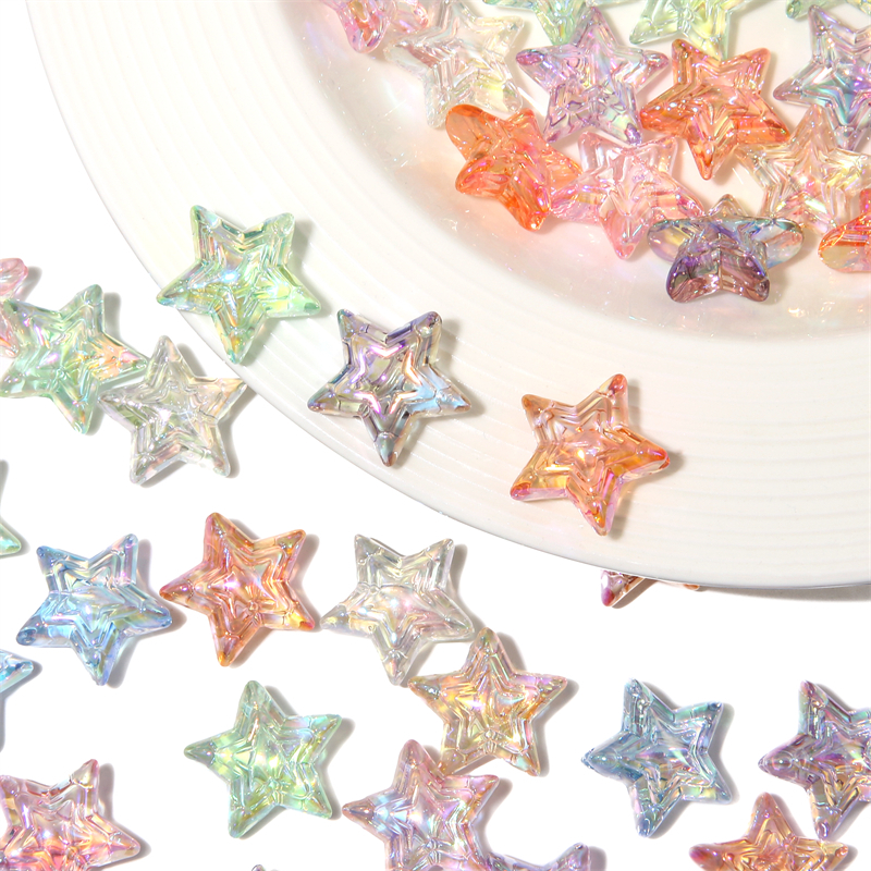 Hạt Xâu Chuỗi Ba Lớp Hình Ngôi Sao Ba Cánh Bằng Acrylic Trong Suốt Làm Trang Sức Thủ Công DIY 24mm