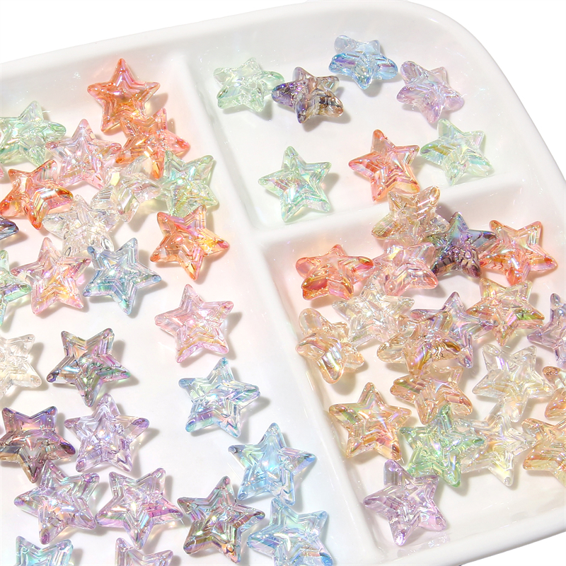 Hạt Xâu Chuỗi Ba Lớp Hình Ngôi Sao Ba Cánh Bằng Acrylic Trong Suốt Làm Trang Sức Thủ Công DIY 24mm