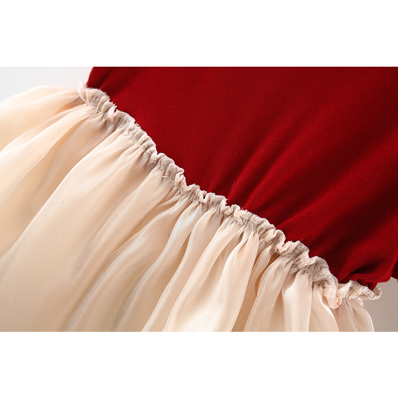 Đầm Vải Cotton Phối Lưới Chất Lượng Cao Thời Trang Mùa Hè Dễ Thương Cho Bé Gái