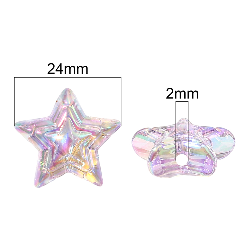 Hạt Xâu Chuỗi Ba Lớp Hình Ngôi Sao Ba Cánh Bằng Acrylic Trong Suốt Làm Trang Sức Thủ Công DIY 24mm