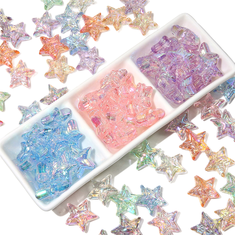 Hạt Xâu Chuỗi Ba Lớp Hình Ngôi Sao Ba Cánh Bằng Acrylic Trong Suốt Làm Trang Sức Thủ Công DIY 24mm