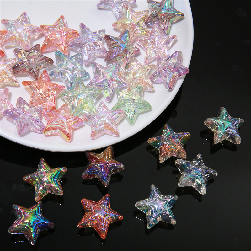 Hạt Xâu Chuỗi Ba Lớp Hình Ngôi Sao Ba Cánh Bằng Acrylic Trong Suốt Làm Trang Sức Thủ Công DIY 24mm