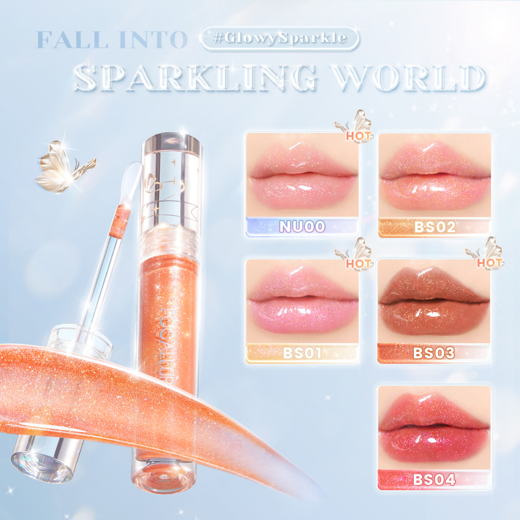 Son bóng FOCALLURE óng ánh dưỡng ẩm lâu trôi 3 phong cách với đầu cọ silicon