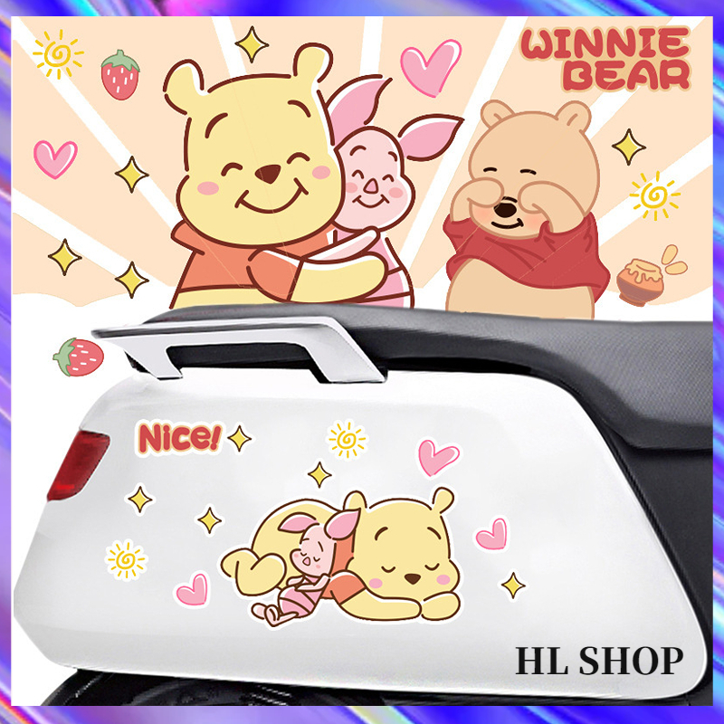 Hl Miếng Dán Trang Trí Xe Máy Chống Trầy Xước Chống Thấm Nước Hình Gấu Pooh Gấu Pooh Dễ Thương