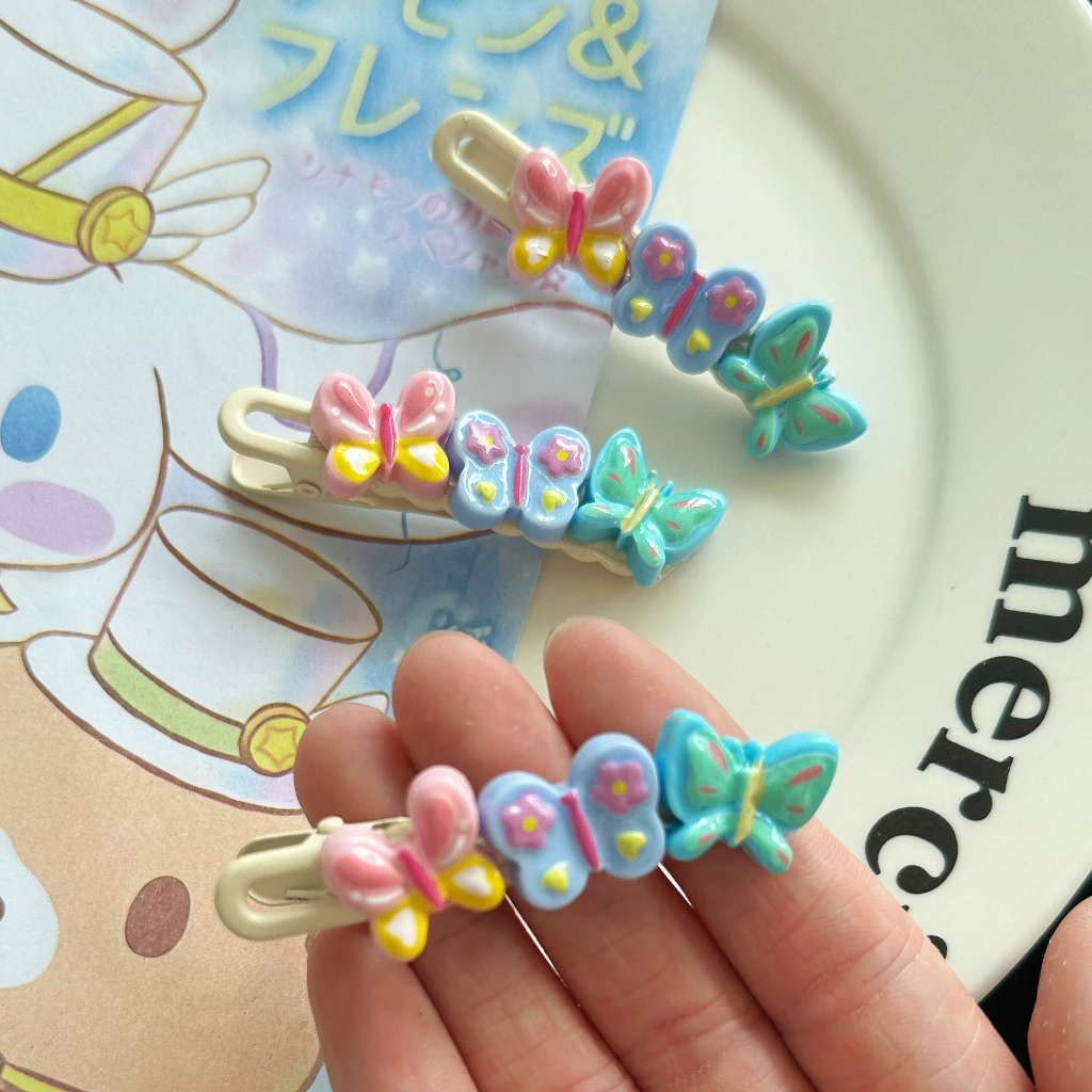 Kẹp Tóc Hình Hoa / Bướm / Trái Tim Nhiều Màu Sắc Dễ Thương Cho Nữ