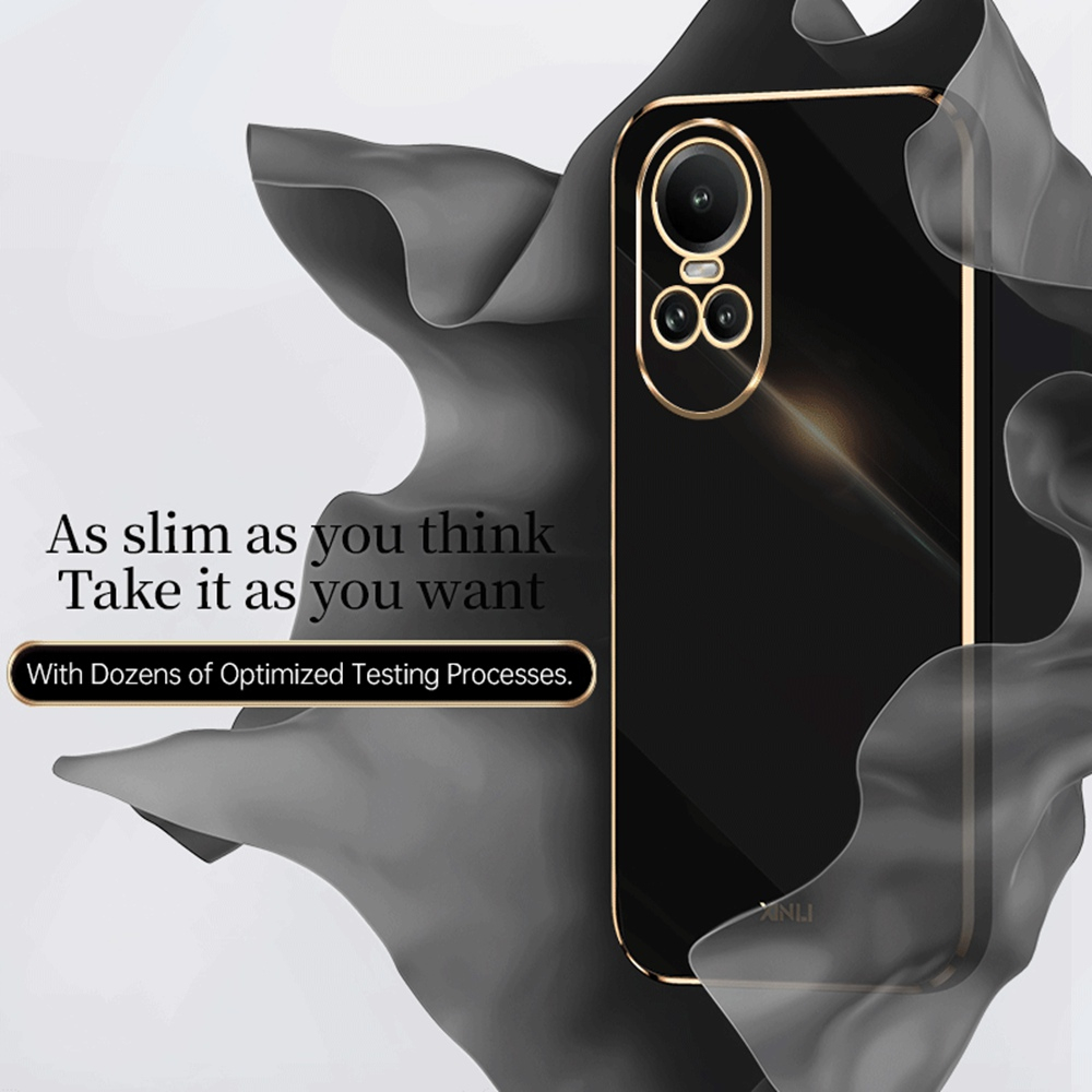 Ốp Điện Thoại Silicon TPU Mạ Vàng 6D Sang Trọng Cho Oppo Reno 10 Pro Plus Reno10 5G