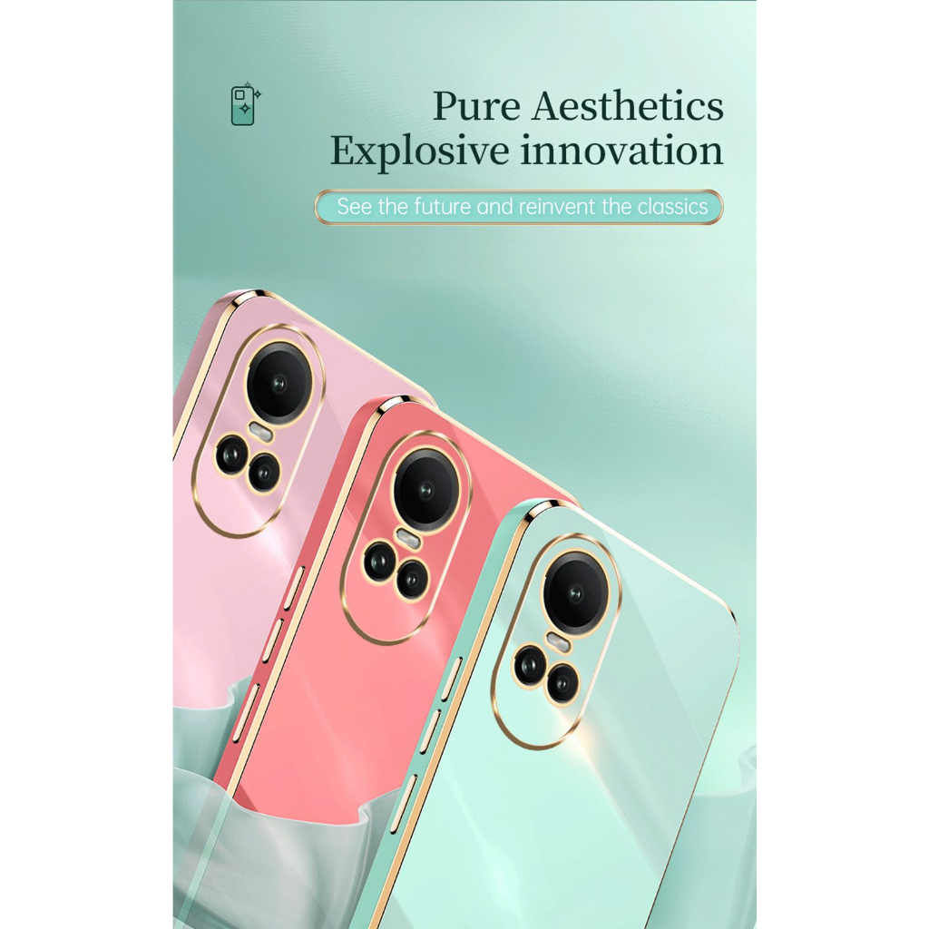 Ốp Điện Thoại Silicon TPU Mạ Vàng 6D Sang Trọng Cho Oppo Reno 10 Pro Plus Reno10 5G