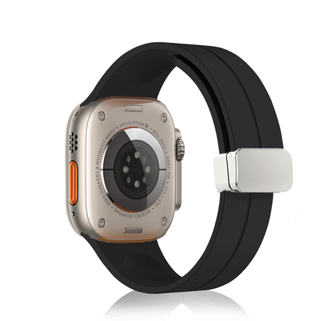 Dây Đeo Silicone Khóa Nam Châm Cho Đồng Hồ Thông Minh Apple Watch 44mm 45mm 49mm 40mm 41mm 42mm 38mm Series 7 8 Se 6 5 3