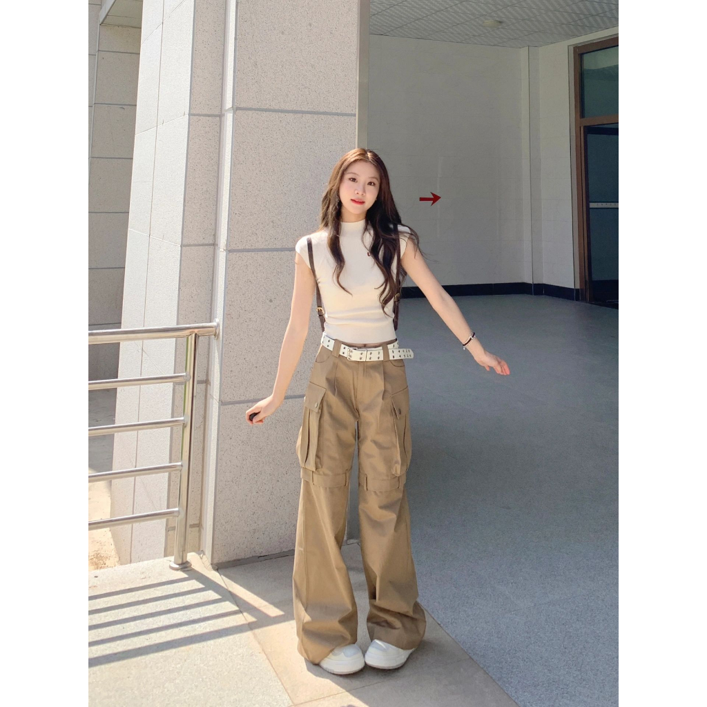 Cocory vn Áo Croptop Tay Ngắn Hoạ Tiết Chữ Thêu Thiết Kế Cổ Cao Quyến Rũ