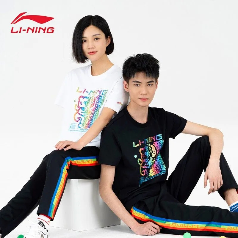 Li Ning Áo Thun Thể Thao Tay Ngắn Nhanh Khô Họa Tiết Đội Tuyển Bóng Bàn