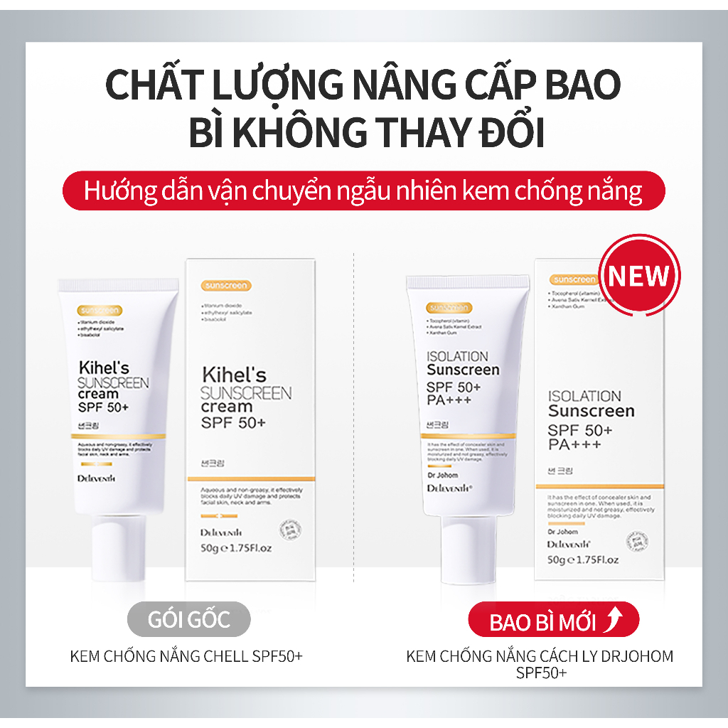 Kem Chống Nắng SPF 50 + PA + + + Thoáng Khí Làm Trắng Da 50g