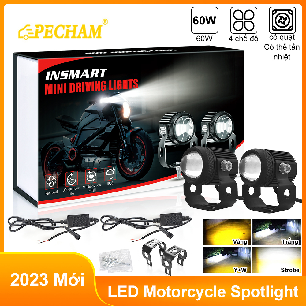 Đèn Pha LED Mini PECHAM 4 Màu Chuyên Dụng Cho Xe Đạp / Xe Máy