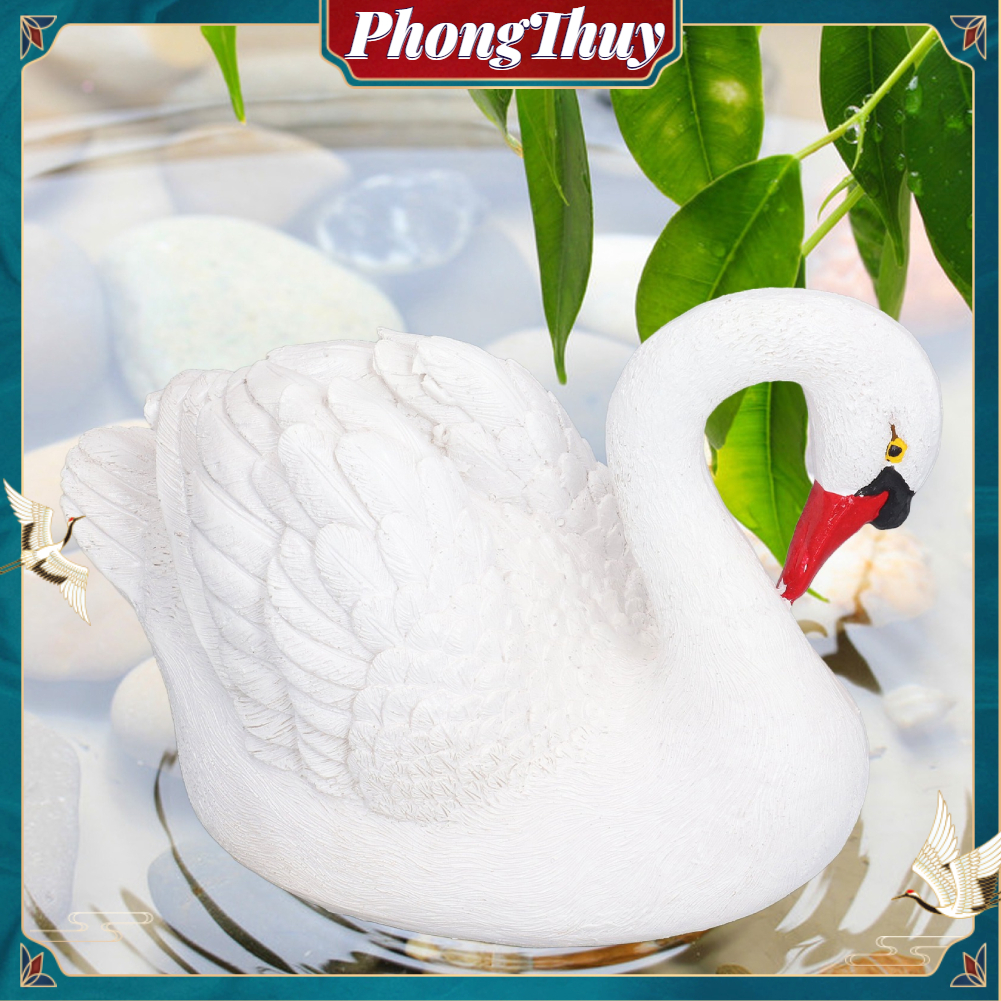 Tượng thiên nga trắng bằng nhựa nổi mặt nước để trang trí sân vườn ngoài trời【PhongThuy】