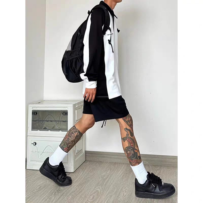 Áo sweater POLO Dáng Rộng Màu Sắc Tương Phản Thời Trang Cho Nam Giới