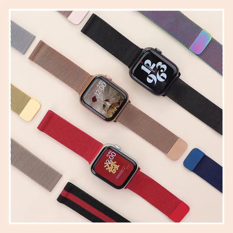 Dây Đeo Kim Loại Milanese 38mm 40mm 42mm 44mm 44mm Cho Đồng Hồ Thông Minh Apple Watch X7 X8 T500 Iwo 12 13 16