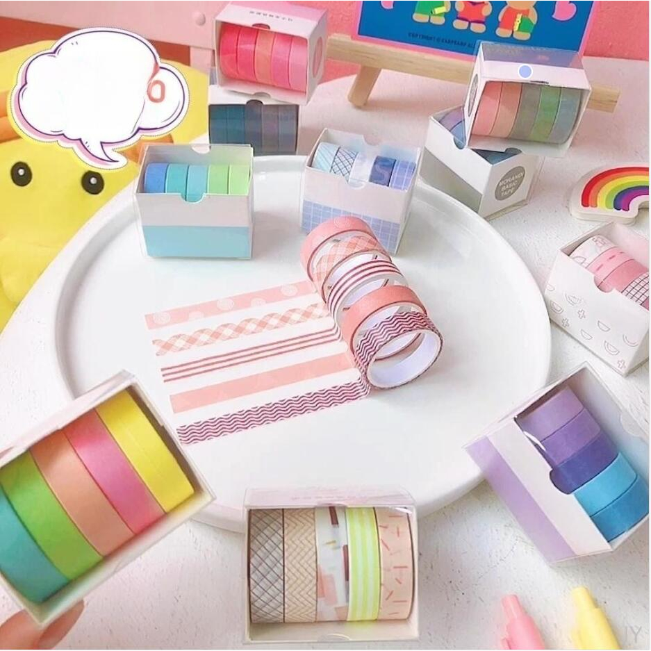 5 Cuộn Băng Keo Giấy washi Trang Trí