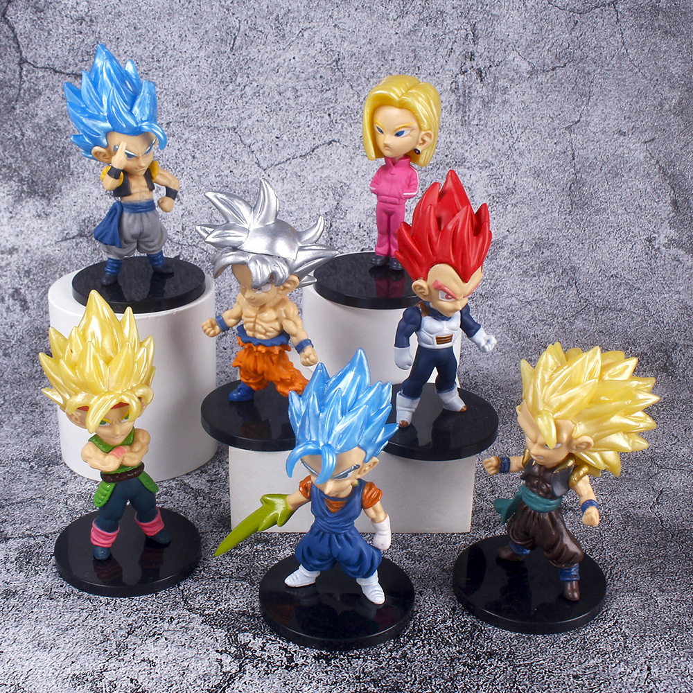 Set 7 Mô Hình Nhân Vật Son Goku Kakarotto Vegeta Super Saiyan Broli Android 18 Kích Thước 12cm