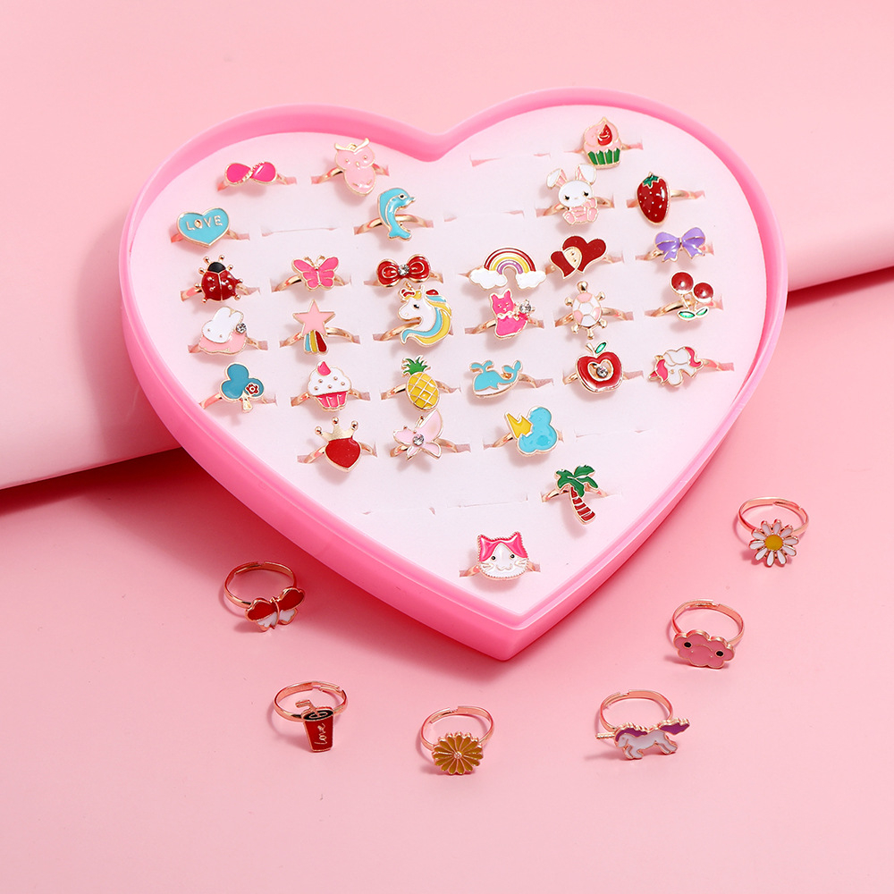 Set12/36 nhẫn nhựa họa tiết hoạt hình cho bé gái