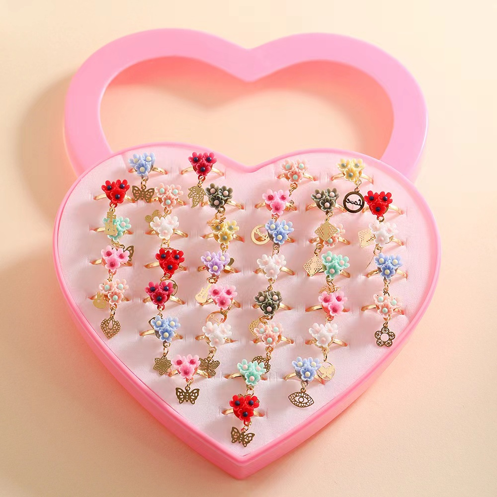 Set12/36 nhẫn nhựa họa tiết hoạt hình cho bé gái