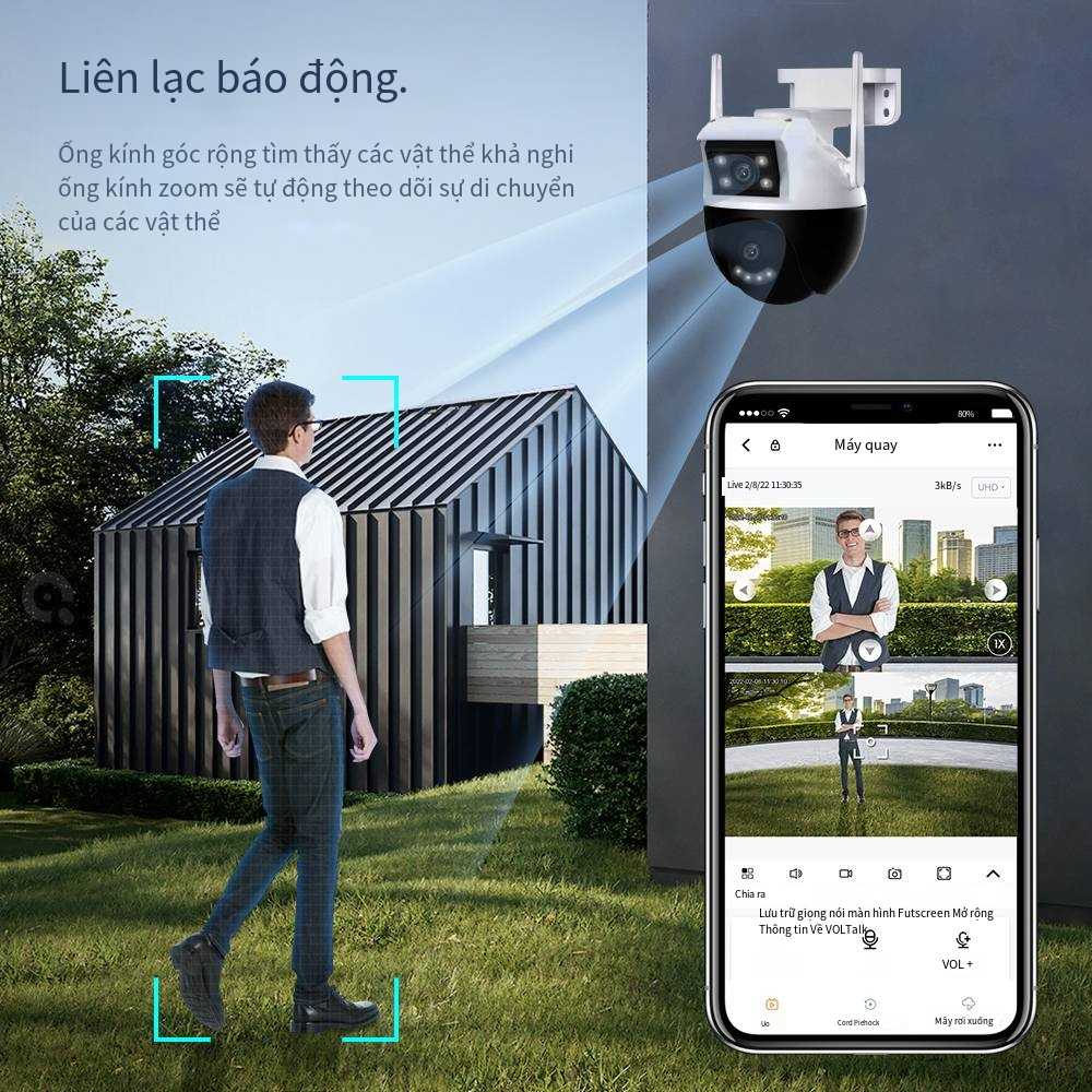 Camera Giám Sát An Ninh Không Dây WiFi HD 8MP Tầm Nhìn Ban Đêm Chống Nước IP CCTV Gọi Điện Thoại Di Động Ngoài Trời