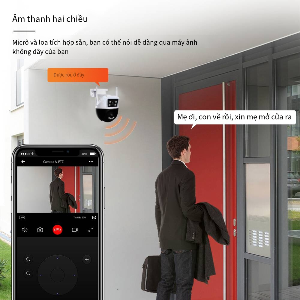 Camera Giám Sát An Ninh Không Dây WiFi HD 8MP Tầm Nhìn Ban Đêm Chống Nước IP CCTV Gọi Điện Thoại Di Động Ngoài Trời