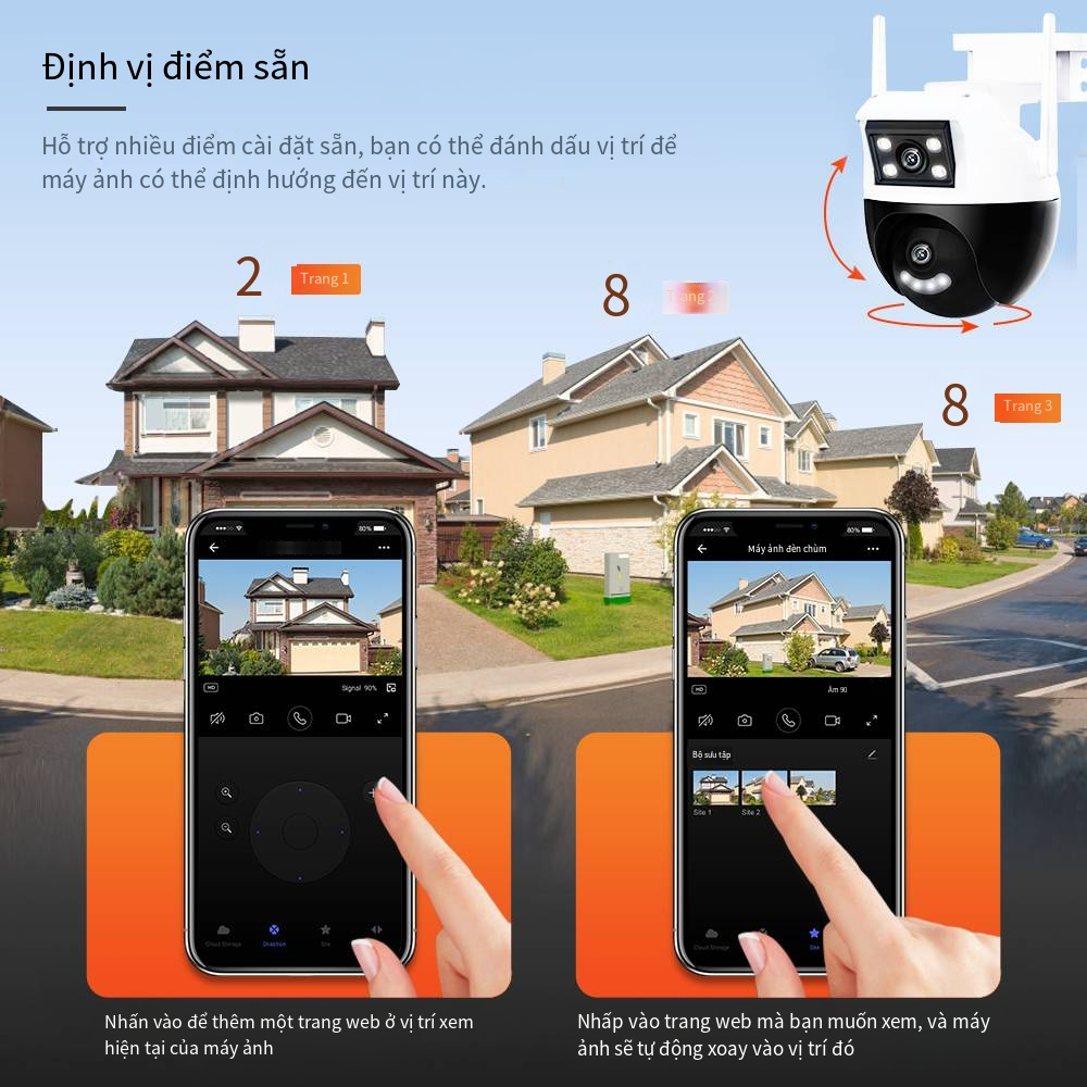 Camera Giám Sát An Ninh Không Dây WiFi HD 8MP Tầm Nhìn Ban Đêm Chống Nước IP CCTV Gọi Điện Thoại Di Động Ngoài Trời