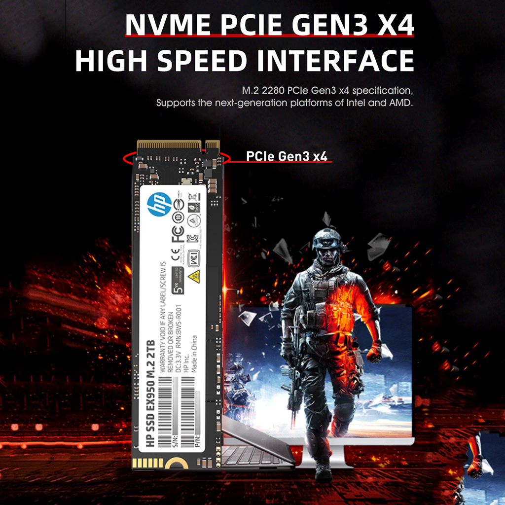 Hewlett-Packard Ổ Đĩa Cứng Bên Trong Hp M2 SSD 512GB 256GB PCIe 3.0X4 NVMe