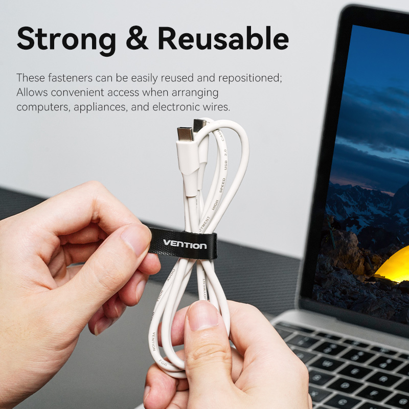 VENTION Dây Cáp USB Tự Dính Bằng Nilon Có Móc Dán 120-180Mm